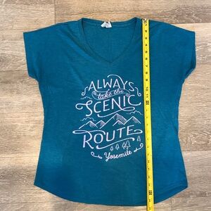Anvil Teal V-Neck Scenic Route Yosemite Graphic Tee